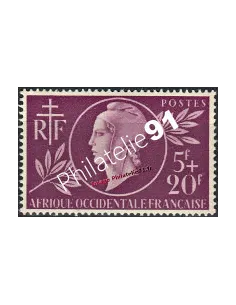 Timbre d'Afrique Occidentale Française n° 1. Entraide Française