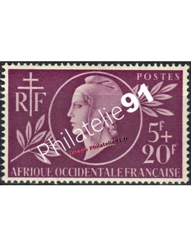 Timbre d'Afrique Occidentale Française n° 1. Entraide Française