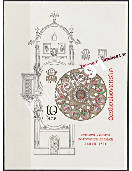 Timbre de Tchécoslovaquie. Bloc Feuillet neuf n° 43 - Non Dentelé. Praga 1978