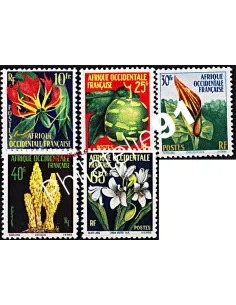 Timbres n° 68 à 72 d'A.O.F. - Flore