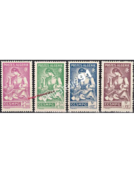 Timbres d'Algérie n° 205 à 208, collection timbres des colonies