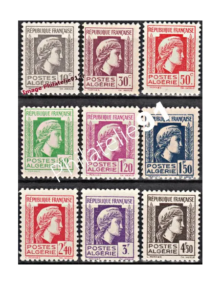 Timbres d'Algérie n° 209 à 217. Mariane d'Alger