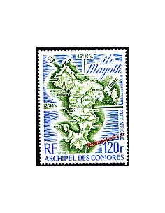 Timbre de l'Archipel des Comores - PA n° 61 - Carte de l'Ile Mayotte
