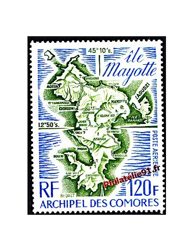 Timbre de l'Archipel des Comores - PA n° 61 - Carte de l'Ile Mayotte