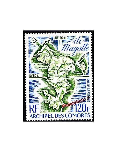Timbre de l'Archipel des Comores - PA n° 61 - Carte de l'Ile Mayotte