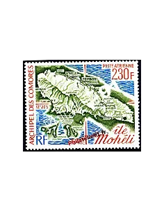 Timbre de l'Archipel des Comores - PA n° 67 - Carte de l'ile Mohéli
