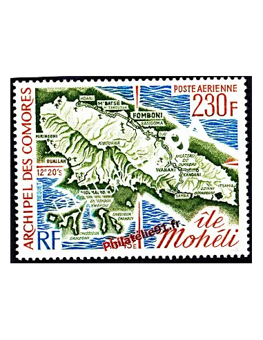 Timbre de l'Archipel des Comores - PA n° 67 - Carte de l'ile Mohéli