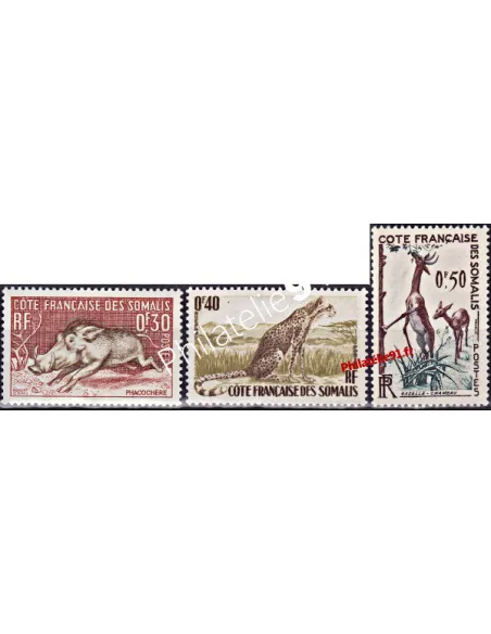 Timbres de COTES DES SOMALIS  n°287 à 289, Faune, timbres des colonies
