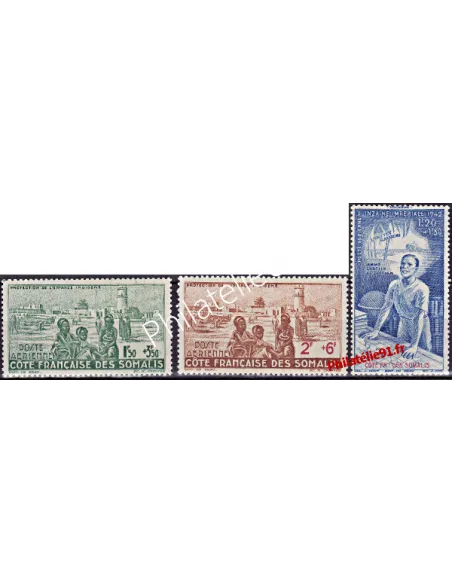 COTE DES SOMALIS  P.A. n°8 à 10, Série P.E.I.Q.I, timbres des colonies