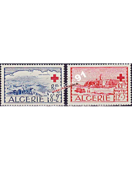 Timbres d'Algérie n° 300 et 301, Croix-Rouge, timbres des colonies