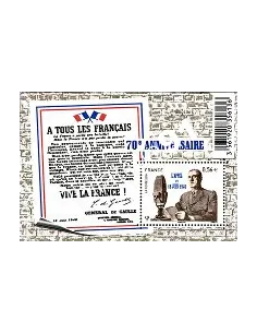 Timbre n° 4493 (F4493) Appel du 18 juin 1940 - Gal de Gaulle