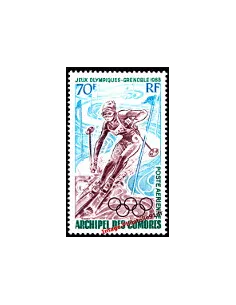 Timbre des Comores PA n° 22 - J.O. Grenoble, timbres des colonies