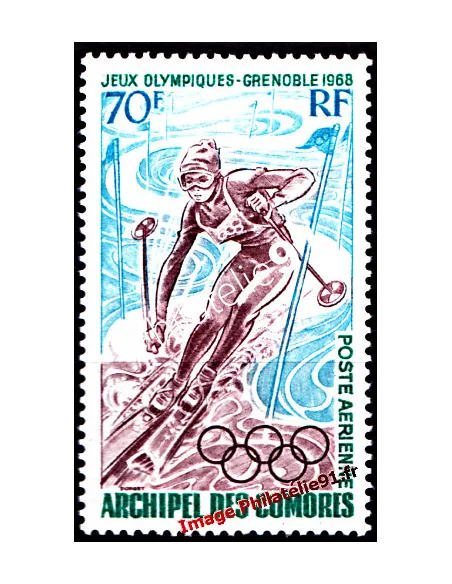 Timbre des Comores PA n° 22 - J.O. Grenoble, timbres des colonies