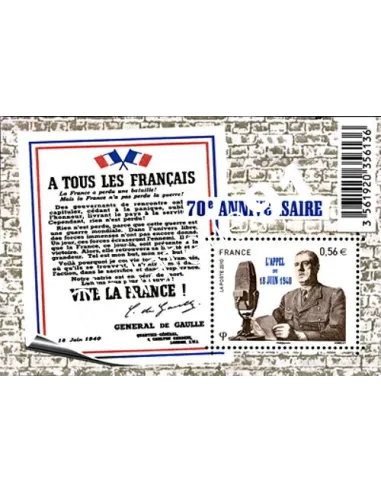 Timbre n° 4493 (F4493) Appel du 18 juin 1940 - Gal de Gaulle