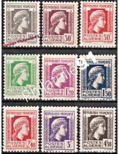 Timbres d'Algérie n° 209 à 217, Marianne d'Alger, timbres des colonies