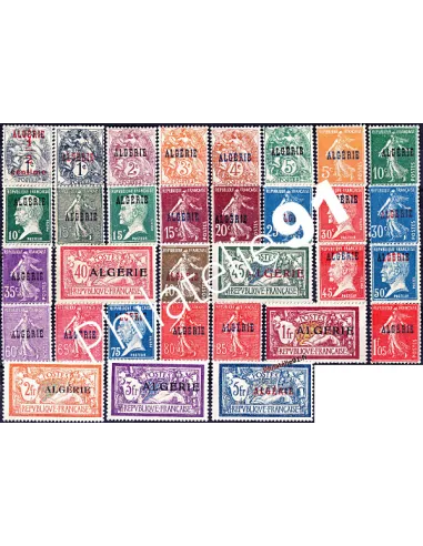 Timbres d’Algérie n° 1 à 33 - Timbres de France de 1900-1924 surchargés "ALGERIE"