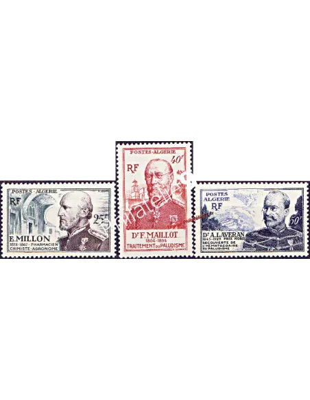 timbres d'Algérie n° 304 à 306, Corps de santé militaire, timbres colonies