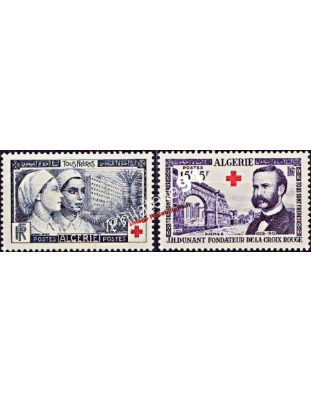 Timbres d'Algérie n° 316 et 317 - Croix-Rouge - Henri Dunant