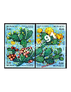Timbre de MONACO n° 1817 à 1820 - Les quatre saisons du figuier de Barbarie du Jardin exotique