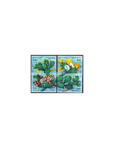 Timbre de MONACO n° 1817 à 1820 - Les quatre saisons du figuier de Barbarie du Jardin exotique