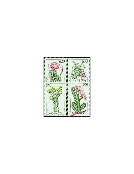 Timbres de MONACO n° 1915 à 1918 - Flore du Jardin exotique - Aquarelles - Thématique : Cactus