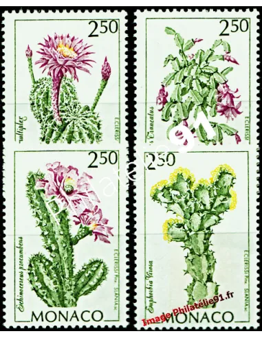 Timbres de MONACO n° 1877 à 1880 - Aquarelles - Thématique : Cactus