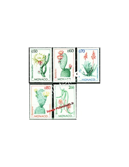 Timbre de MONACO n° 1966 à 1970 - Flore du Jardin exotique - Cactus