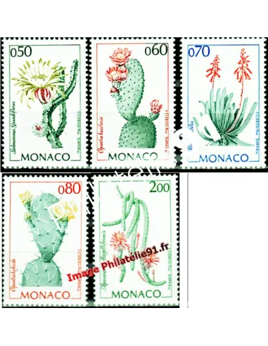 Timbre de MONACO n° 1966 à 1970 - Flore du Jardin exotique - Cactus