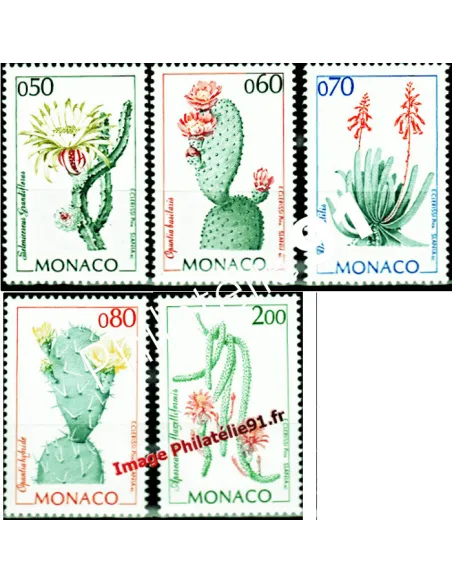 Timbre de MONACO n° 1966 à 1970 - Flore du Jardin exotique - Cactus