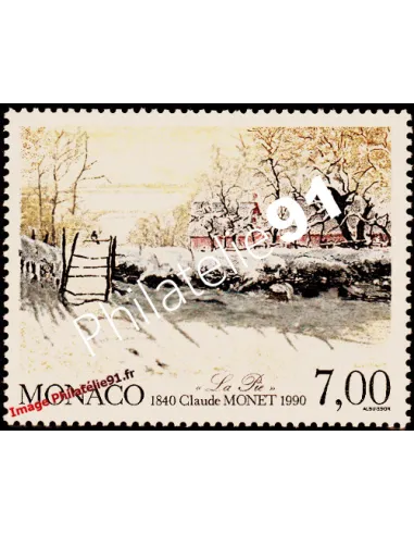 Timbre de MONACO n° 1747 - Tableau "La Pie" de Claude Monet
