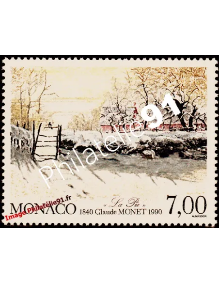 Timbre de MONACO n° 1747 - Tableau "La Pie" de Claude Monet