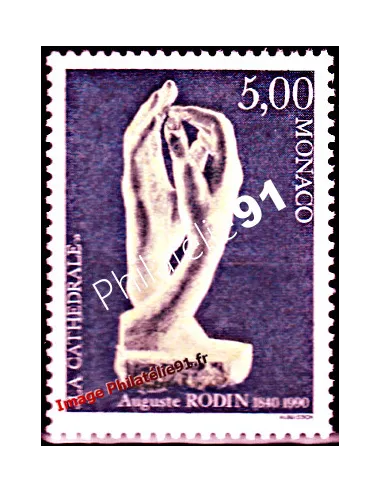 Timbre de MONACO n° 1748 - Sculpture "La Cathédrale" d'Auguste Rodin
