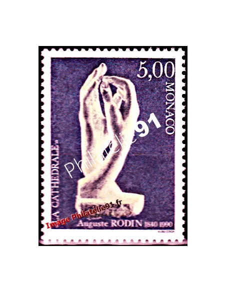 Timbre de MONACO n° 1748 - Sculpture "La Cathédrale" d'Auguste Rodin