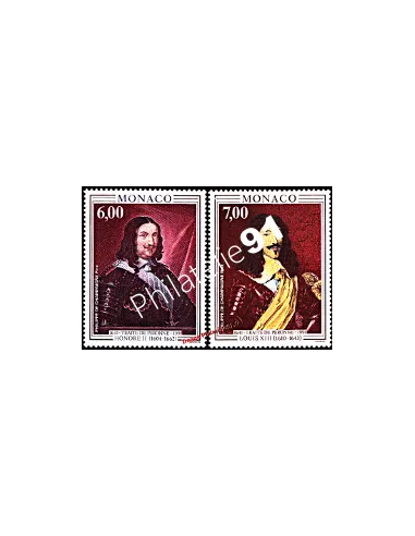 Timbre de MONACO n° 1787 - 1788 - Prince Honoré de Monaco et Louis XIII, Roi de France