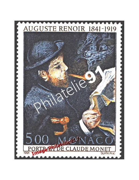 Timbre de MONACO n° 1789 - "Portrait de Claude Monet" par Auguste Renoir