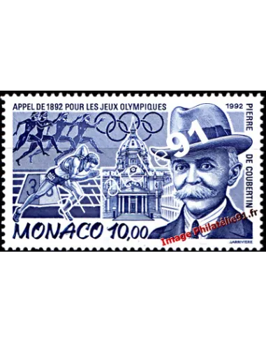 Timbre de MONACO n° 1853 - Jeux Olympiques - Pierre de Coubertin