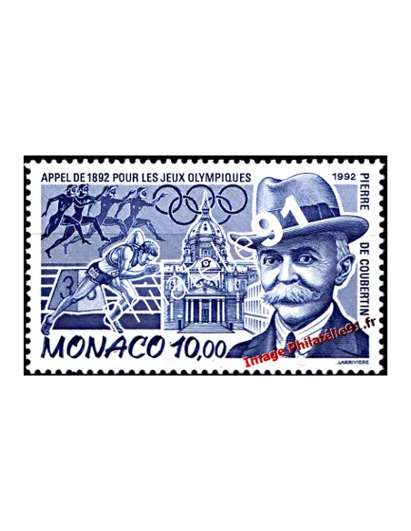 Timbre de MONACO n° 1853 - Jeux Olympiques - Pierre de Coubertin