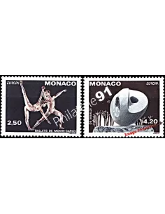 Timbres de MONACO n° 1875 - 1876 - Composition d'objets d'art : Danse et Sculpture