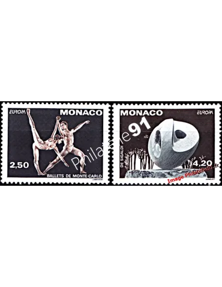 Timbres de MONACO n° 1875 - 1876 - Composition d'objets d'art : Danse et Sculpture