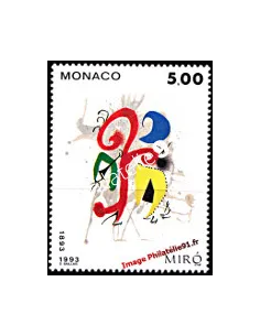 Timbre de MONACO n° 1909 - Lithographie sans titre de Juan Miro