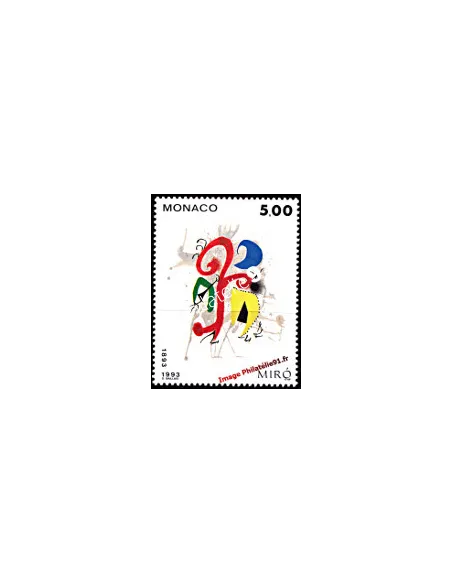 Timbre de MONACO n° 1909 - Lithographie sans titre de Juan Miro
