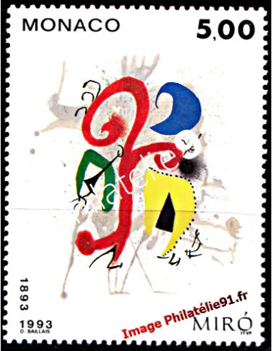 Timbre de MONACO n° 1909 - Lithographie sans titre de Juan Miro