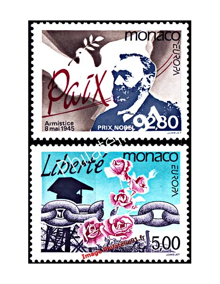 Timbres de MONACO n° 1987 - 1988 - EUROPA 1995 - Paix et Liberté