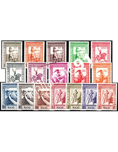 Timbres charnières de Macao n° 297 à 313