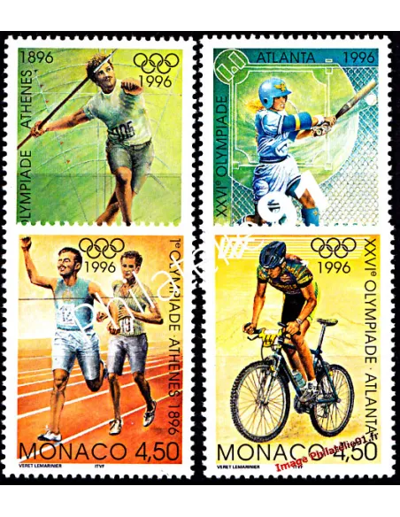 Timbres de MONACO n° 2051 à 2054 - Jeux Olympiques d'été à Atlanta