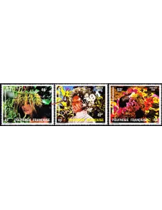 POLYNESIE - n°  219 à 221 ** - Folklore polynésien - Couronnes de fleurs (II)