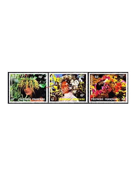 POLYNESIE - n°  219 à 221 ** - Folklore polynésien - Couronnes de fleurs (II)