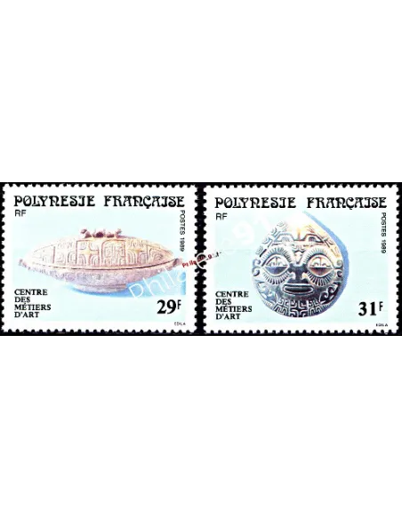 Timbres de POLYNESIE n° 324 à 325, métiers d'art , Timbres Dom Tom