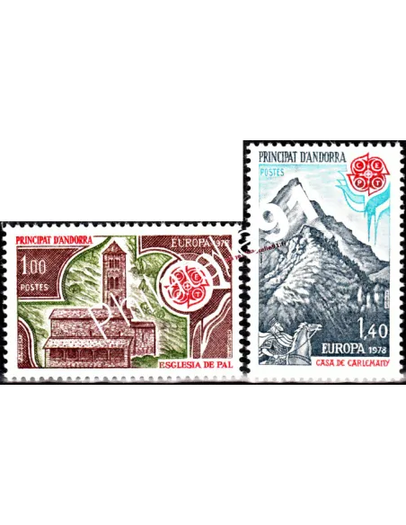 Timbre d'ANDORRE FRANÇAIS n° 269 à 270 -  Thématique : EUROPA - Monuments