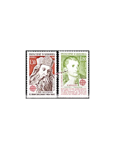 Timbre d'ANDORRE FRANÇAIS n° 284 à 285 -  Thématique : EUROPA 1980 - Personnages célèbres